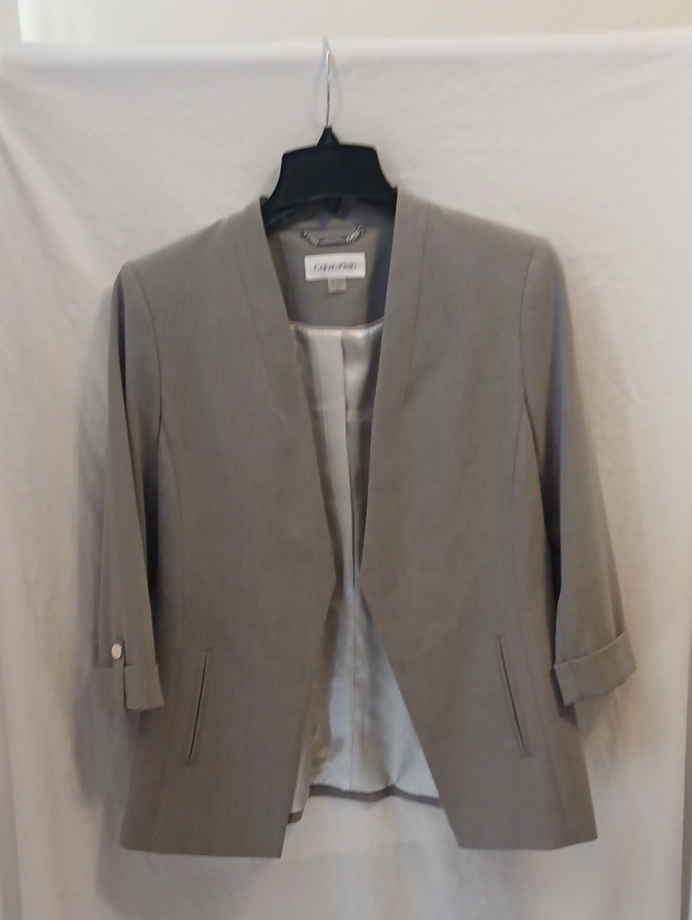 Calvin Klein Light Gray Open-Front Women's Blazer